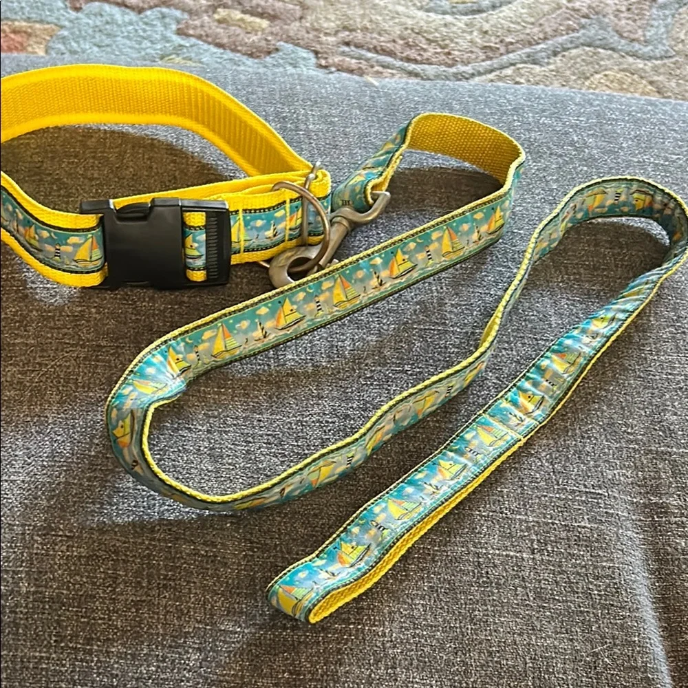 Sailboat Dog Collar & 4ft Leash